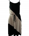 Akiko Dress 70's Color Block Tie Waist Sundress Xs Dove & Black
