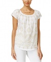 INC International Concepts Women's Embroidered Peasant Top