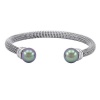 Majorica 12MM Grey Round Pearl & Stainless Steel Bangle Bracelet - Silver
