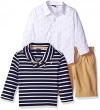 Nautica Baby Boys' Long Sleeve Button Down Shirt, Pullover, and Short with Faux Belt Set, Sport Navy, 12 Months