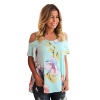 Sunsee Women Sleeveless Flower Printed Off Shouder Tank Top Casual Blouse T Shirt (XL, Multicolor)
