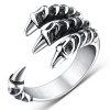 Areke Mens Stainless Steel Rings Dragon Wolf Claw,Gothic Tribal Punk Ring Polished Silver Size 6-13 Ring Size 7