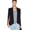 Mikty Women's Open Sleeve Cape Blazers Irregular Chiffon Blazer Suit without Buttons Black S