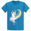 Snowl Rainbow Unicorn Dancing Unisex Crew Neck Cotton Tees L-blue