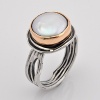 Large Silver Pearl ring, Two tone Silver and Gold Engagement Pearl ring Sizes 3-11