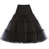 Retro Dress Rockabilly Petticoat, 25 Length Underskirt (S,Black)