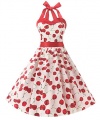 Dresstells Vintage 1950s Rockabilly Polka Dots Audrey Dress Retro Cocktail Dress Cherry White S
