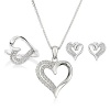 Womens Matching Heart Jewelry Set, Silver Necklace, Earrings, and Ring for Wife or Girlfriend