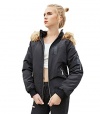 Wicky LS Women's Winter Quilted Jacket with Faux Fur Hood Outwear Coat (2X-Large, Black)