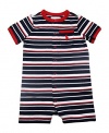 Ralph Lauren Baby Boys' Striped Cotton Pocket Shortall (6 Months , French Navy Multi)