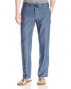 Perry Ellis Men's Drawstring Linen Pant, Bay Blue, 40W X 32L