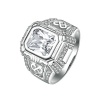 AmDxD Jewelry Silver Plated Men Promise Customizable Rings Shiny Crystal,Engraving