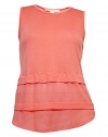 Michael Kors Women's Sleeveless Scoop-Neck Top (Caribbean Pink, XL)