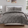 Hudson Pinch Pintucked Pin tuck Design Luxury Polyester Fiber Comforter and Sham Set Includes 1 Comforter: 104 x 90 and 2 Pillow Shams: 20 x 36 (3 Piece in a bag) - KING, Gray