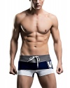 KINGDESON Men's Beach Stripe Lace-Up Swimming Shorts Trunks Boxer Underwear