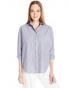 Vince Women's Poplin Yarn Dye Convertible Button-Down Shirt