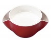 Kody Double Dish for Pistachios, Peanuts, Edamame, Cherries, Nuts, Fruits, Candies, Snacks Plastic Serving Dishes and Bowls (Cherry Red)