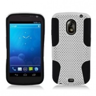 Perforated Hybrid Black/ White Faceplate Hard Plastic Protector Snap-On Cover Case For Samsung Galaxy Nexus CDMA i515