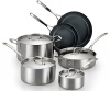 Lagostina Q552SA64 Axia Stainless Steel Ceramic Nonstick PFOA PTFE Free Cookware Set Cookware, 10-Piece, Silver