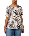 Jm Collection Plus Size Short-Sleeve Printed Top