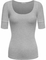 FPT Womens Basic Casual Short Sleeve Round Neck T-Shirt HEATHER GRAY 1X-LARGE