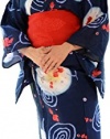 sakura Women Japanese Yukata obi belt set / Indigo goldfish pattern