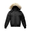 Triple F.A.T. Goose Ovstyn Mens Leather Panel Down Jacket with Real Coyote Fur (Black, XXX-Large)