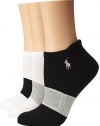 Polo Ralph Lauren -Pack Arch Stripe Ankle Socks Size 9-11 White/Black