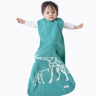 Wee Urban Cozy Basics 4 Season Baby Sleeping Bag, Aqua Giraffe, Large 18-36m