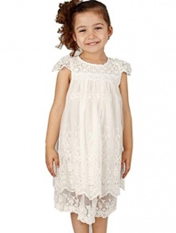 Bow Dream Flower Girl's Dress Vintage Lace Off White