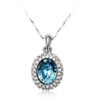 Blue Pop Pendant with Swarovski® Austrian Crystal and Silver Plated Chain