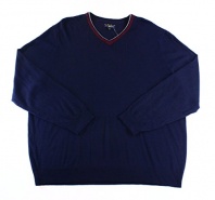 Club Room Red Mens Tipped V-Neck Wool Blends Sweater