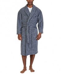 Nautica Men's Marled Fleece Shawl Collar Robe (One Size, MoodIndigo)