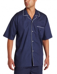 Nautica Men's Woven Mediterranean Dot Campshirt, Peacoat, Large