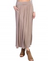 FACA Womens High Waist Shirring Maxi Skirt Ankle Length with Pockets (S-XXXL)