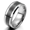 Epinki,Fashion Jewelry Men's Tungsten Carbon Fiber Band Rings Silver Black Comfort Fit Polished Size 10