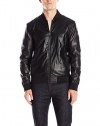 GUESS Men's Perforated Faux Leather Bomber Jacket