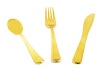 Green Direct Gold Plastic Cutlery Set, Knives, Forks, Spoons, Combined Pack Ready to Serve 25 Guest