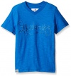 Akademiks Kids Little Boys' Short Sleeve Slub Jersey V-Neck Tee, Blue, 6-L