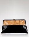 Cork gets glossy-glamourous with this patent leather clutch from Z Spoke Zac Posen. Tuck this textured bag under your arm to join this season's color block bag party.