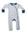 Cat & Dogma - Certified Organic Infant/Baby Clothes ILY/Teal Footie (0-3 Months)
