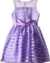 Us Angels Girl's Striped Organza Dot Mesh Sleeveless Illusion Dress (Toddler/Little Kids) Lavender Dress 3T (Toddler)