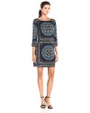 laundry BY SHELLI SEGAL Women's Printed 3/4 Sleeve T-Dress, Midnight, X-Small