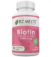 EZ Melts Biotin Fast Melting Tablets, 5,000 mcg, Hair Skin Nails Vitamin Supplement