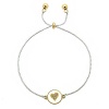 Inspirational Reversible Pull Chain Bracelet, 'Love' - Gold & Silver Two-Toned Flip Charm With Crystal Heart