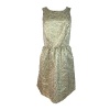 Kensie Women's Sleeveless Scoop Neck Foil Print Dress Gold Black Combo
